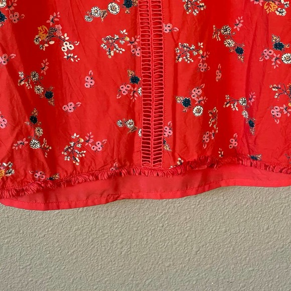 ModCloth Butterfly Sleeve Floral Print Open Embroidery Raw Hem Women's Dress Lrg - Picture 3 of 11